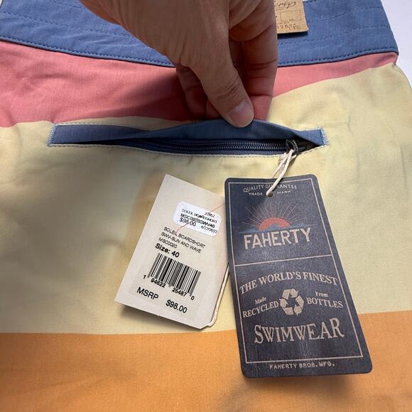 NWT Faherty Soleil Sun & Wave 7" Boardshort Swim Trunks Size 40 - Picture 11 of 13